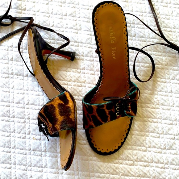 Isabella Fiore Shoes - Isabella Fiore Leather Leopard Lace Up 3” Heel